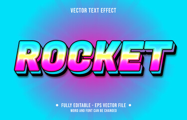 Wall Mural - editable text effect - colorful sweet rocket blue and pink yellow gradient color style