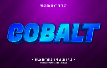 Wall Mural - Editable text effect - blue cobalt gradient color style