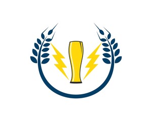 Poster - Circular wheat with beer glass and electrical lightning