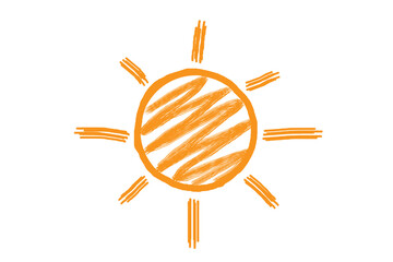 Drawing the sun on white background.