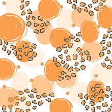 Digitally Generated Seamless Pattern With Orange Polka Dots Against White Background