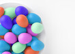 © Alexey - Colored eggs on a white plate close-up. Easter holiday. 3D rendering and 3D illustration.
