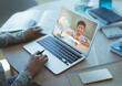 © vectorfusionart - Mixed race schoolboy learning displayed on laptop screen during video call with female teacher
