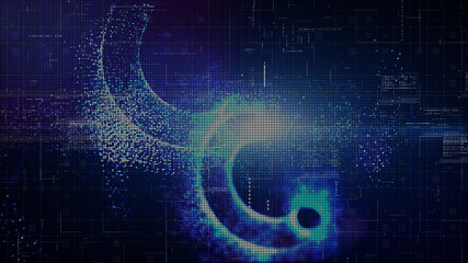 Poster - technology digital abstract background, digital matrix particles grid virtual reality abstract cyber