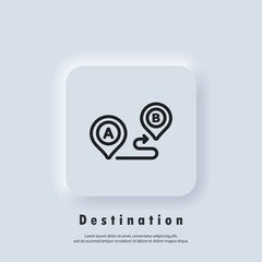 Poster - Travel navigation line icon. Track distance. Destination icon. Route location. Map Location. Vector EPS 10. UI icon. Neumorphic UI UX white user interface web button. Neumorphism