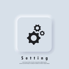 Poster - Account settings. Gear icon. Gear settings icons. Cogwheel logo. Vector EPS 10. UI icon. Neumorphic UI UX white user interface web button. Neumorphism