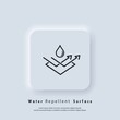 Water repellent surface icon. Waterproof icon, hydrophobic symbol. Vector EPS 10. UI icon. Neumorphic UI UX white user interface web button. Neumorphism