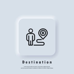 Poster - Destination icon. Route location. Map Location icon. Map pin, direction, paths, navigation. Vector EPS 10. UI icon. Neumorphic UI UX white user interface web button. Neumorphism