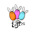 Merry Easter rabbits from eggs. Vector illustration