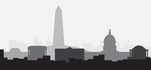 Poster - Washington DC skyline, District of Columbia, USA. Flat design vector illustration.