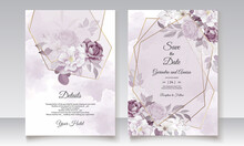  Beautiful Purple  Floral Hand Drawn Wedding Invitation Card Premium Vector