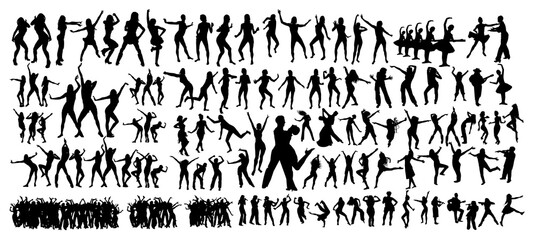 Large set. Dancing people. Vector illustration