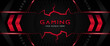 © Majri - Futuristic red and black abstract gaming banner design template with metal technology concept. Vector illustration for business corporate promotion, game header social media, live streaming background
