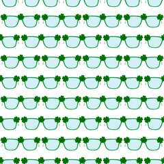 Illustration on theme Irish holiday St Patrick day, seamless eyeglasses