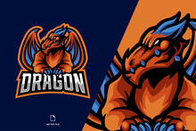 Orange Dragon With Wing Mascot Logo Illustration