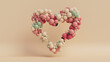 © RocknRoller Studios - Multicolored Balloon Love Heart. Pink, White and Green Balloons arranged in a heart shape. 3D Render