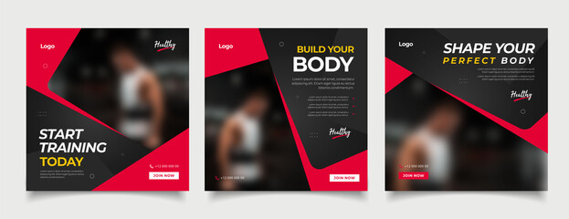 Wall Mural - Gym Fitness social media post template