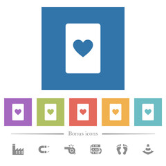 Poster - Heart card symbol flat white icons in square backgrounds