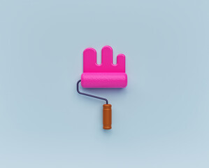 Poster - minimal paint roller brush icon, symbol isolated. 3d rendering