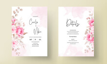 Beautiful Soft Peach And Brown Floral Wedding Invitation Template