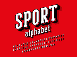 Fototapete - Retro stylized alphabet design with uppercase, lowercase, numbers and symbol