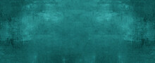 Dark Green Blue Turquoise Stone Concrete Paper Texture Background Panorama Banner Long, With Space For Text	
