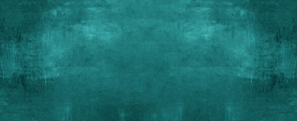 Wall Mural - Dark green blue turquoise stone concrete paper texture background panorama banner long, with space for text	
