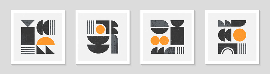 Wall Mural - bundle of abstract bauhaus geometric pattern backgrounds.trendy minimalist geometric design with sim