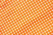 Classic Orange Plaid Fabric Or Tablecloth Background