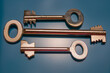 Stillleben mit drei Safes-Schlüsseln in unterschiedlicher Ausführung  auf schwarzem  Hintergrund