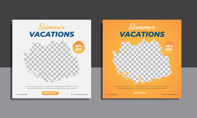 Travel holiday vacation social media post web banner Premium Vector