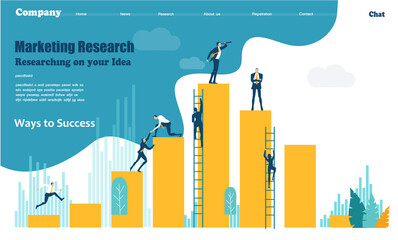 Wall Mural - Business people working together in finance industry, advising, investing, developing and supporting new start ups. Creative business website template, modern flat design.