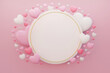 Minimal sale background for Valentine's Day with hearts and round copyspace. Illustration for website, posters.