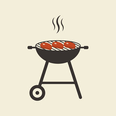 Wall Mural - BBQ and grill icon. Barbecue logo or badge design meat steaks. Vector illustration.