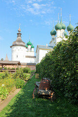 Wall Mural - view from the garden of the Metropolitan in Rostov Kremlin to the Church of St. John the Theologian domes