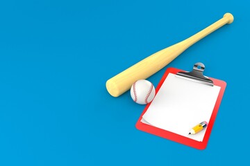 Poster - Baseball ball with blank clipboard