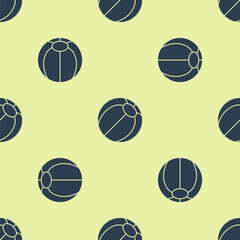 Sticker - Blue Beach ball icon isolated seamless pattern on yellow background. Vector.