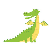 Green dragon, cartoon style | Public domain vectors