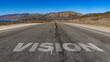 © WD Stock Photos - Vision written on highway road to the mountain