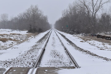 Canvas Print - Snowy Train Tracks