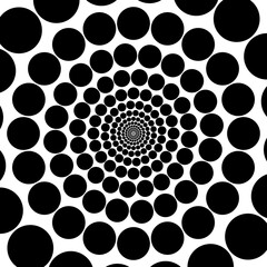 Aufkleber - Halftone circle. Illusion. Abstract dotted background. Texture of black dots. Monochrome gradient background. Vector illustration.