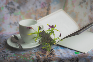 cup of tea with flowers