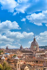 Poster - Rome cityscape with blue sky and clouds, Italy