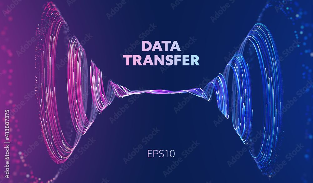 Abstract data transfer vortex. Futuristic digital technology. Vortex data concept. Spiral motion - obrazy, fototapety, plakaty 