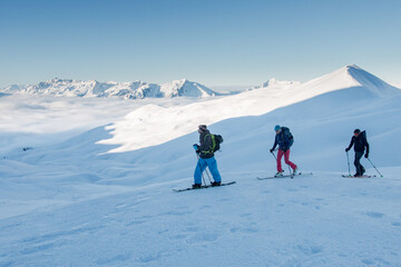 Wall Mural - Splitboard and Ski touring, Beaufortain, French Alps, France