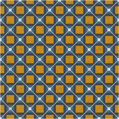 seamless pattern of symmetrical squares in two colors with a shabby effect