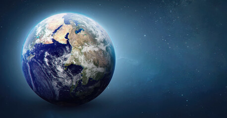 Wall Mural - sphere of earth planet in outer space. blue ocean and continents. solar system element. elements of 