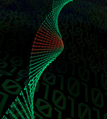 A human gene or DNA consisting of the digits zero and one. 3d rendering, illustration.