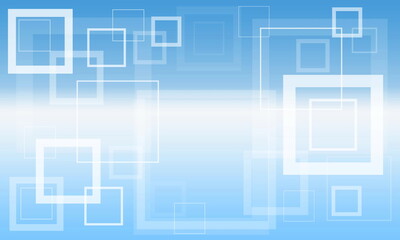 Poster - White different squares on a light blue background