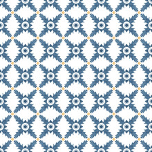 Watercolor Seamless Patterns In Azulejo Style - Portugal Painting Style Hand Painted Digital Paper In Different Shades Of Blue. Scrapbook, Wrapping Paper, Wall Paper, Textile & Fabric Design